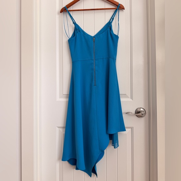 Spaghetti Strap Blue Asymmetrical Cocktail Dress - Picture 5 of 6